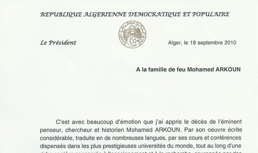 Hommage du président Algérien Abdelaziz BOUTEFLIKA