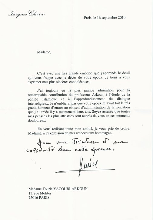 Hommage de l'ancien président Français Jacques Chirac
